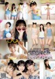 A collage of photos of a group of young women in underwear.