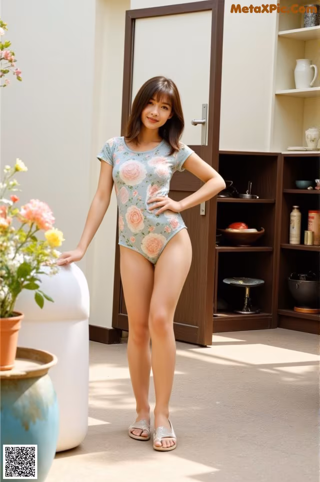 A woman in a bathing suit posing for a picture.